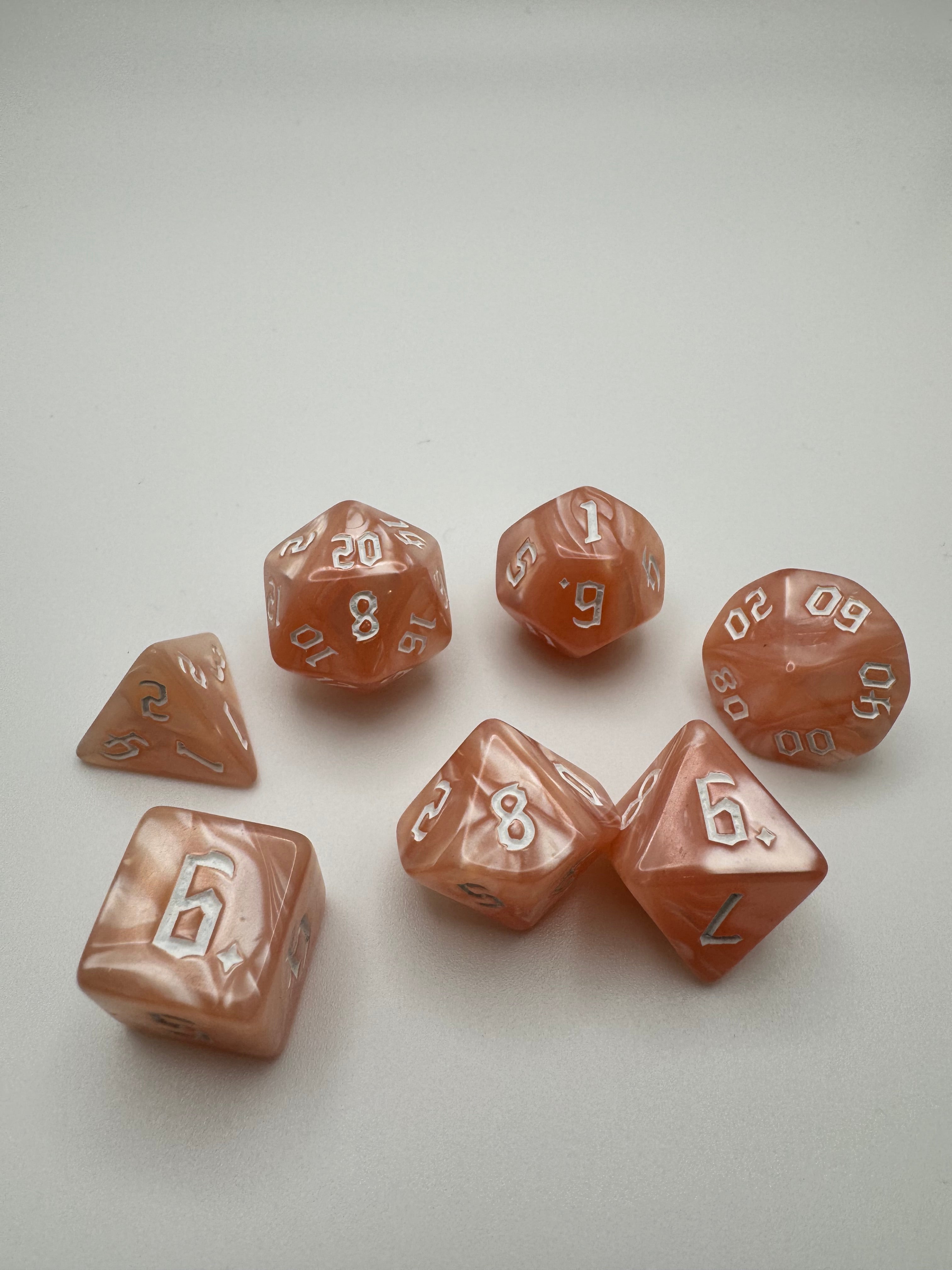 Peach'ish Polyhedral Resin Dice Set