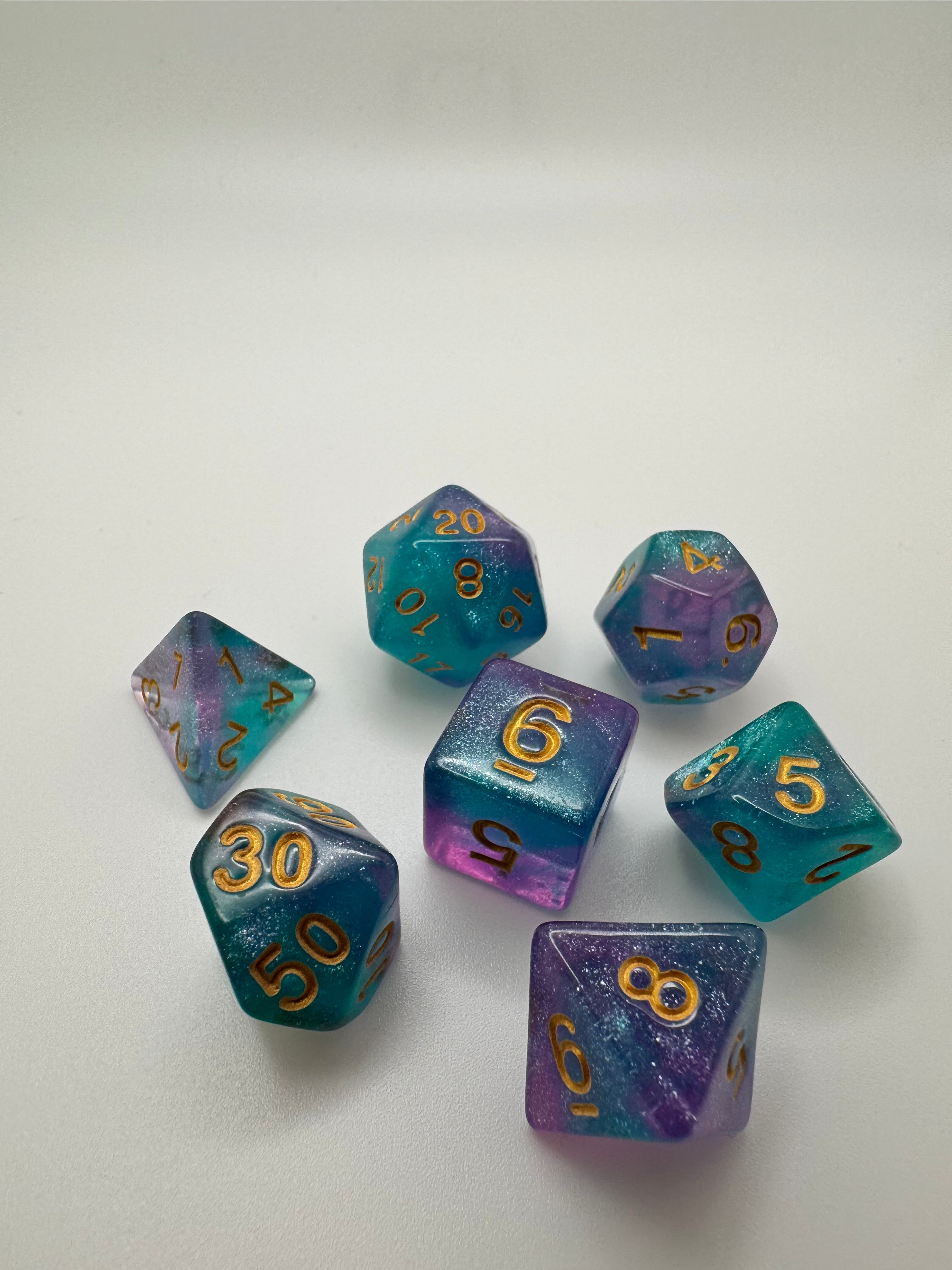 Galaxy'ish Polyhedral Resin Dice Set