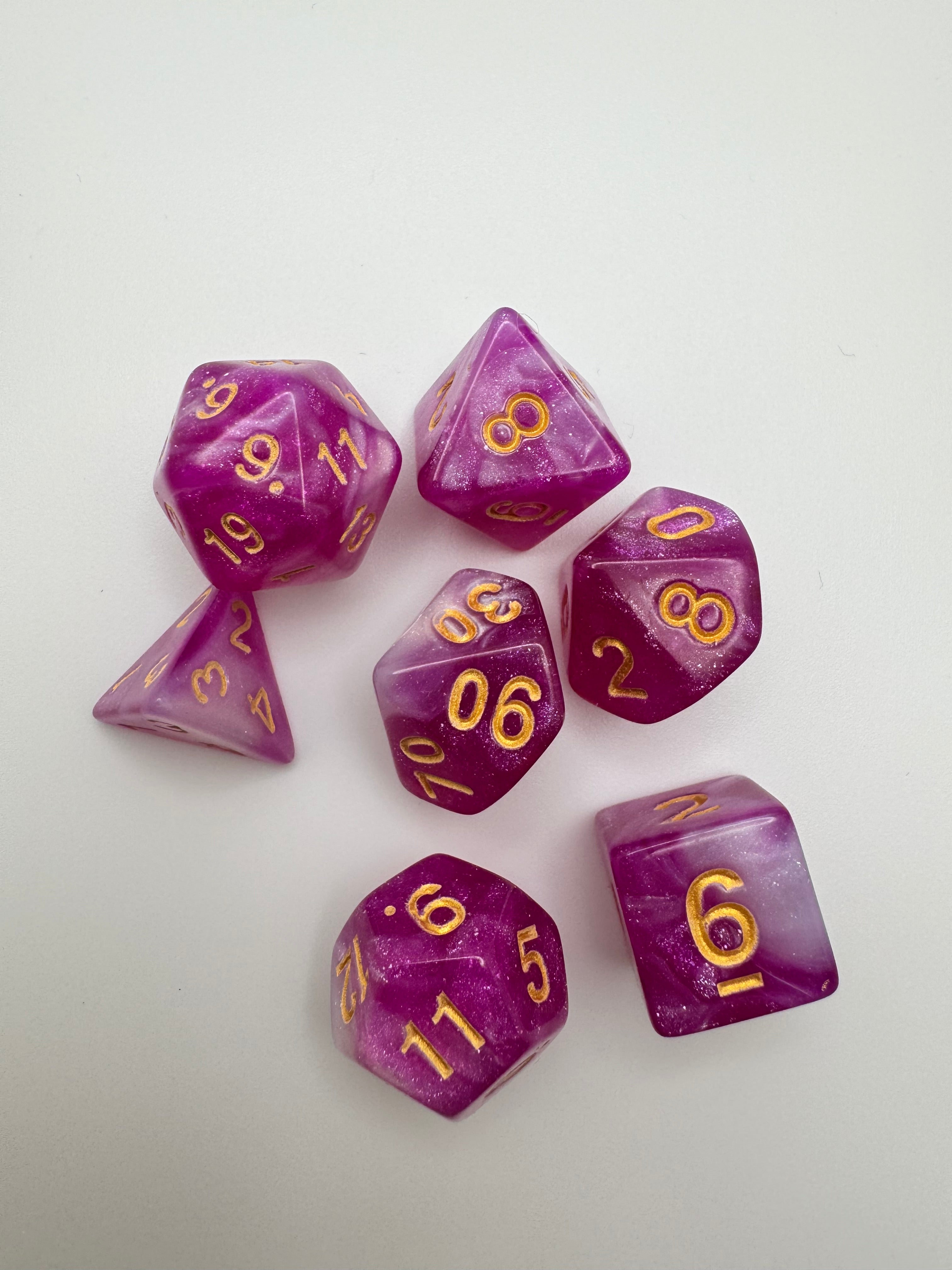 Fuschia'ish Polyhedral Resin Dice Set