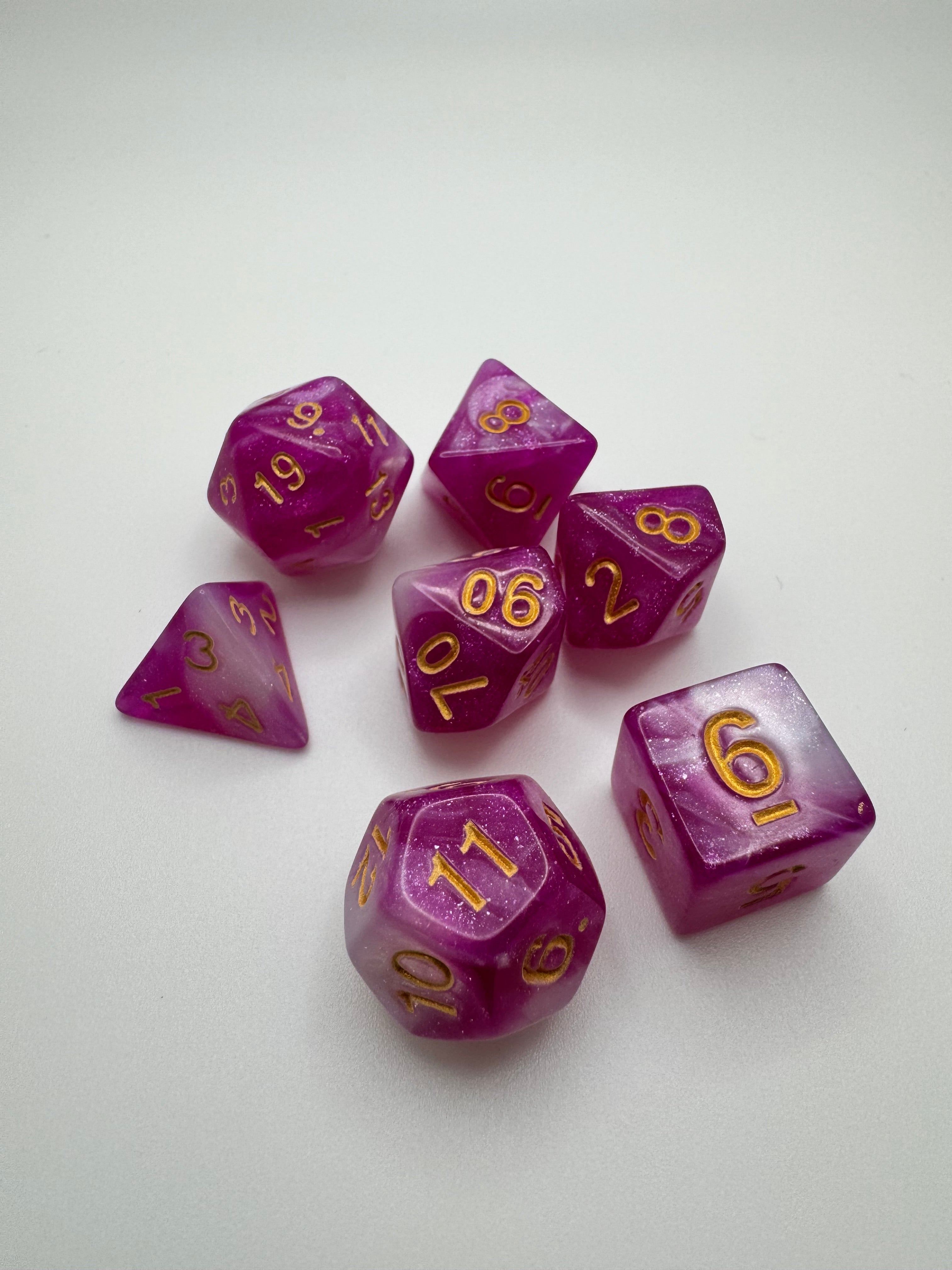 Fuschia'ish Polyhedral Resin Dice Set