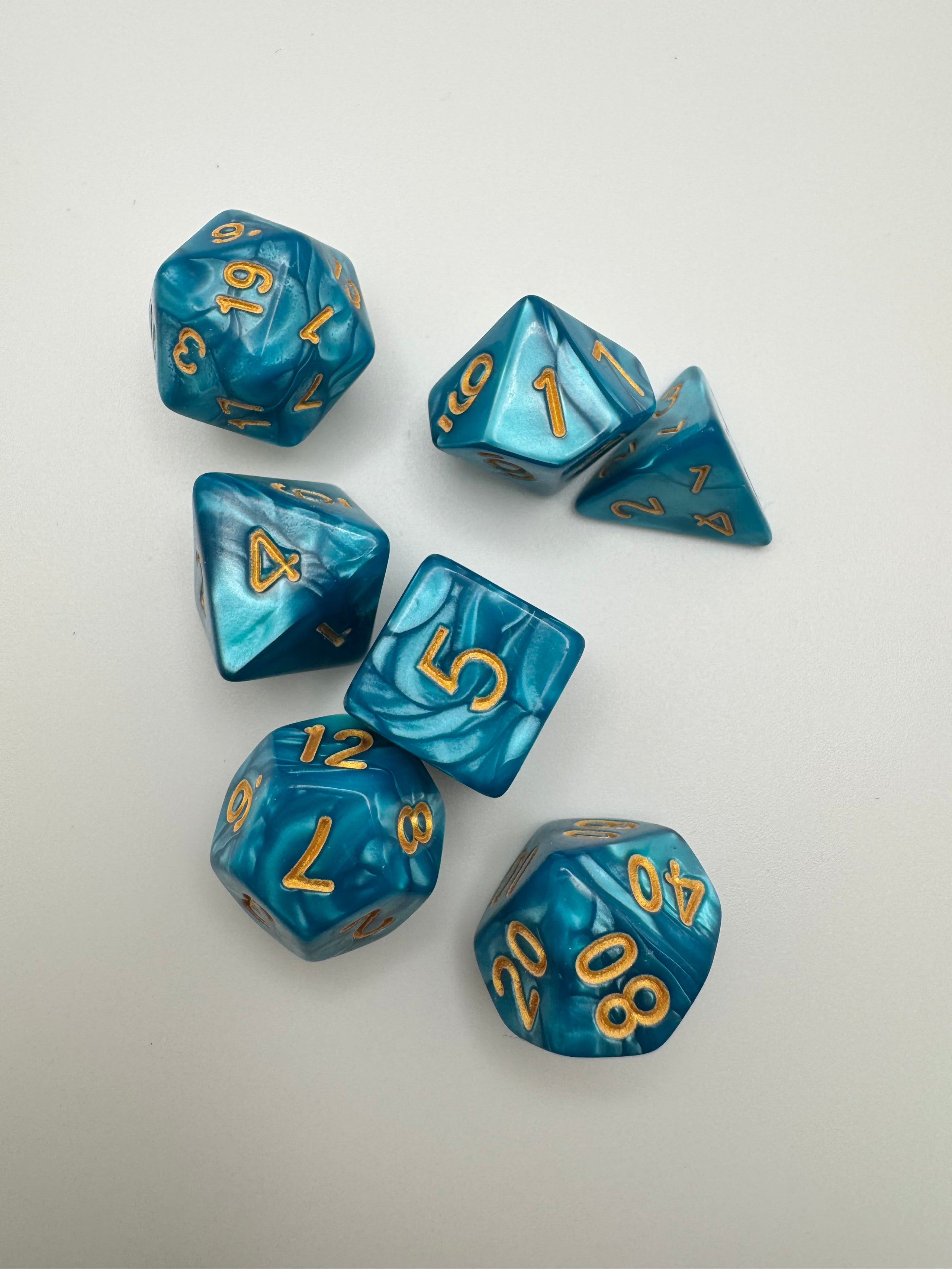 Blue'ish Polyhedral Resin Dice Set