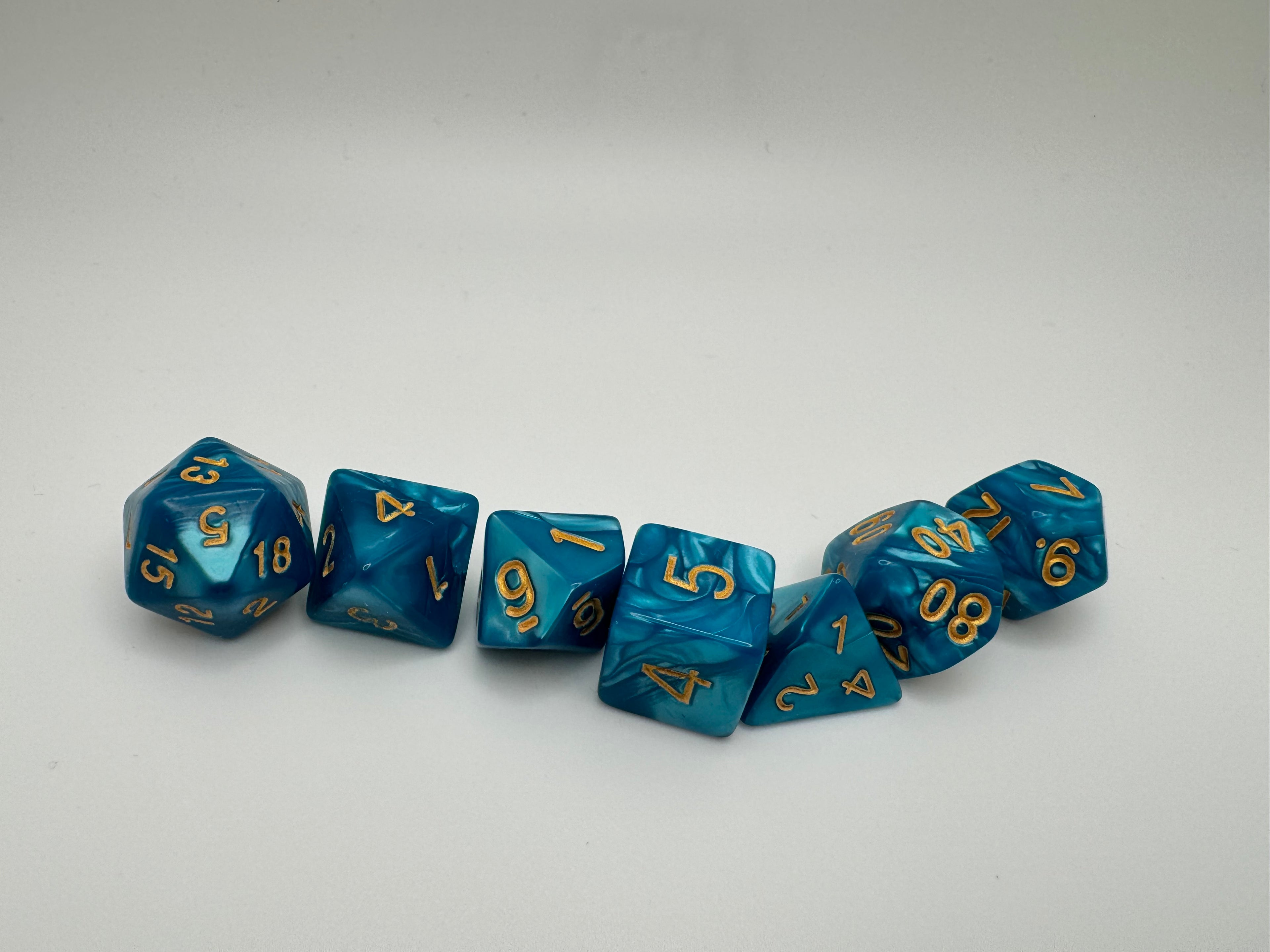 Blue'ish Polyhedral Resin Dice Set