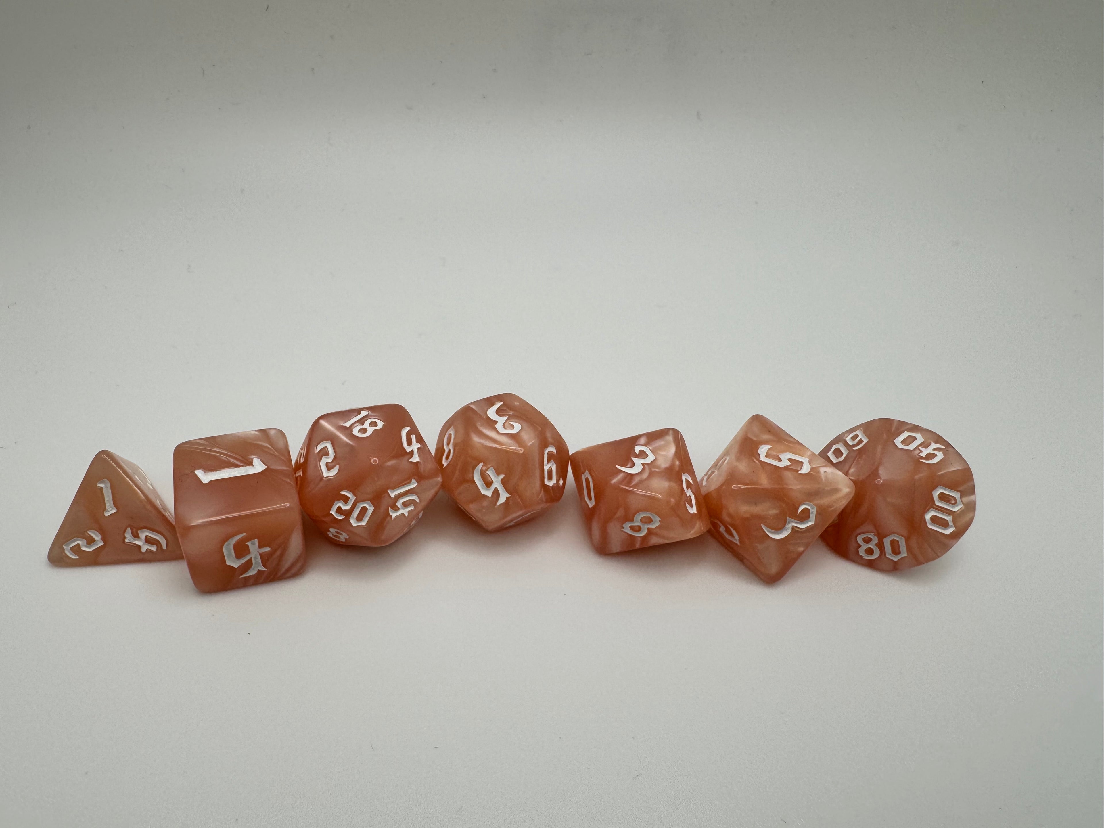 Peach'ish Polyhedral Resin Dice Set
