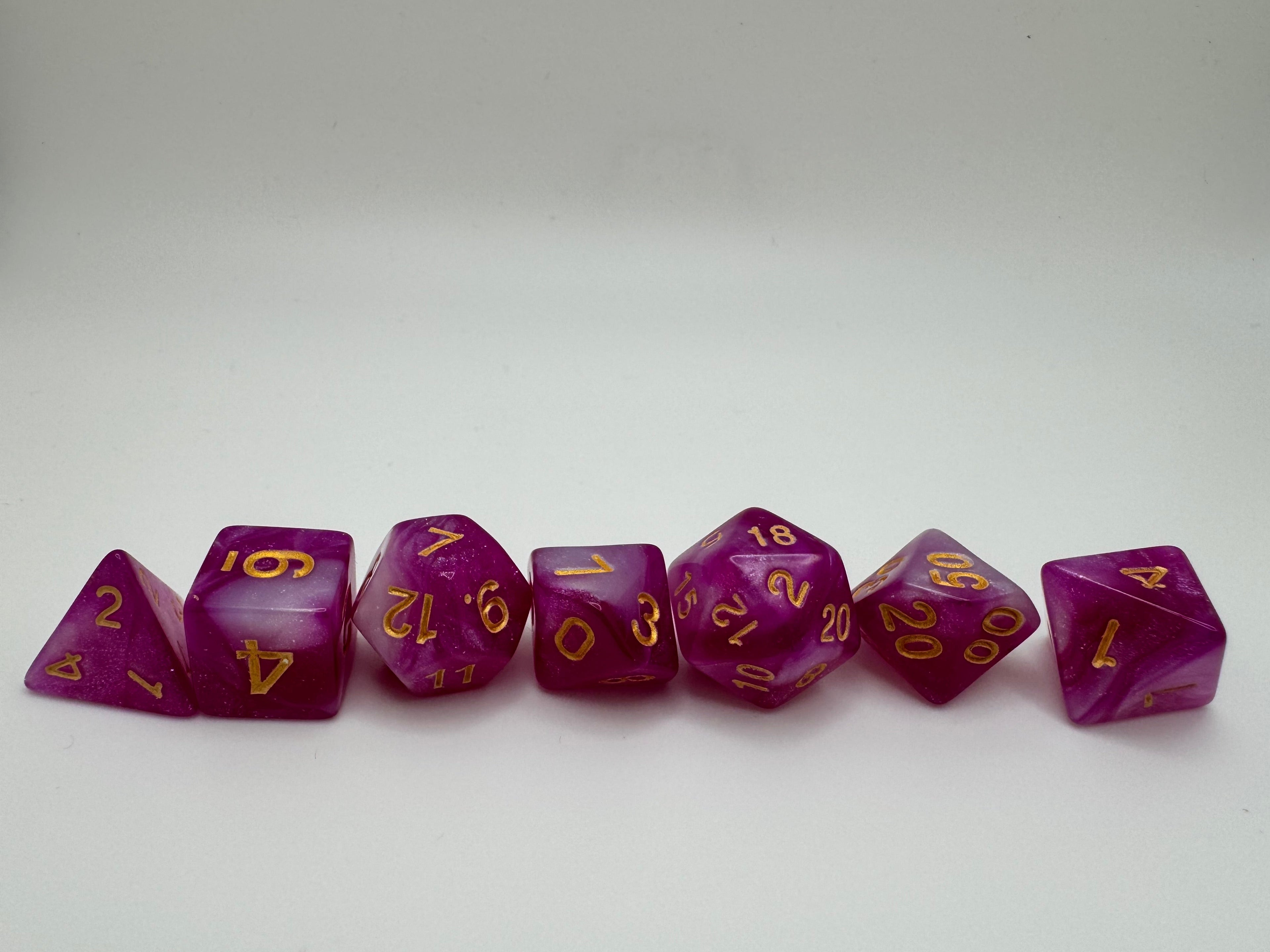 Fuschia'ish Polyhedral Resin Dice Set