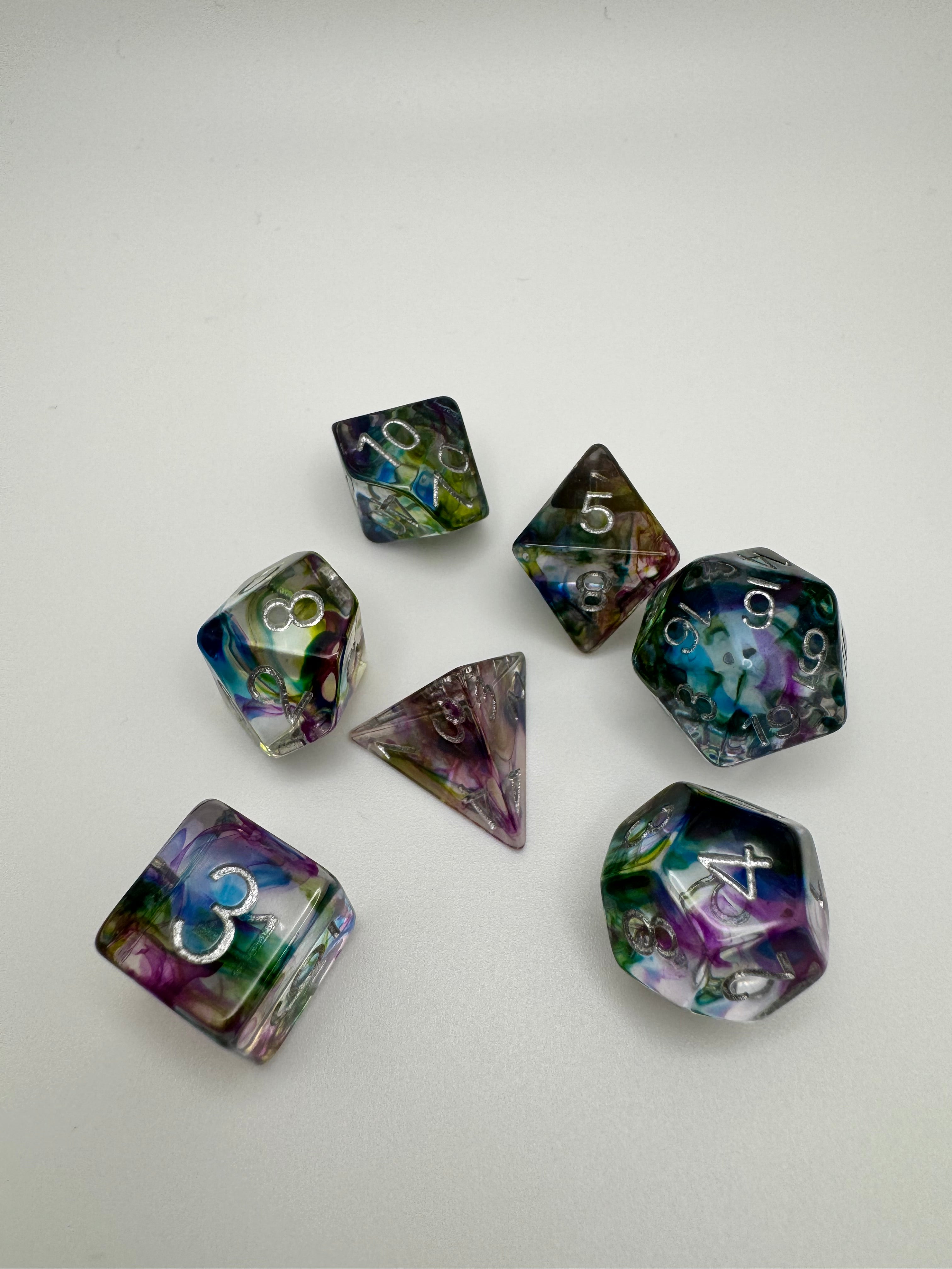 Stained Glass'ish Polyhedral Resin Dice Set