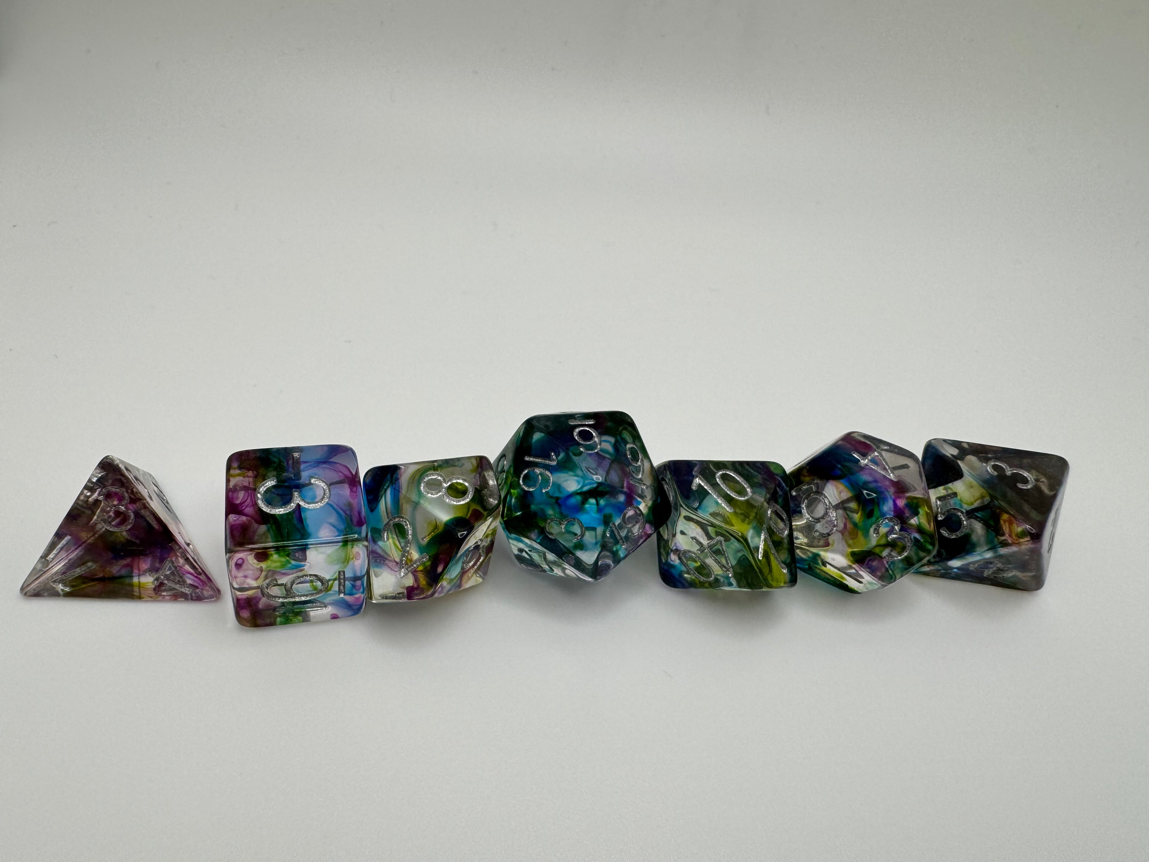 Stained Glass'ish Polyhedral Resin Dice Set