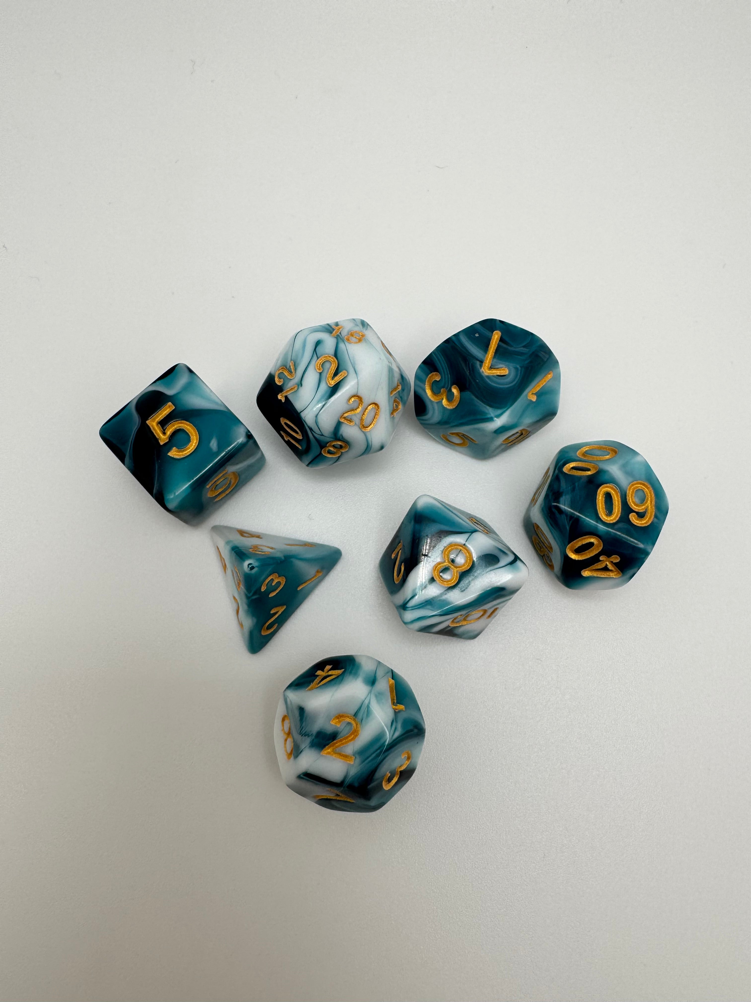 Ocean'ish Polyhedral Resin Dice Set