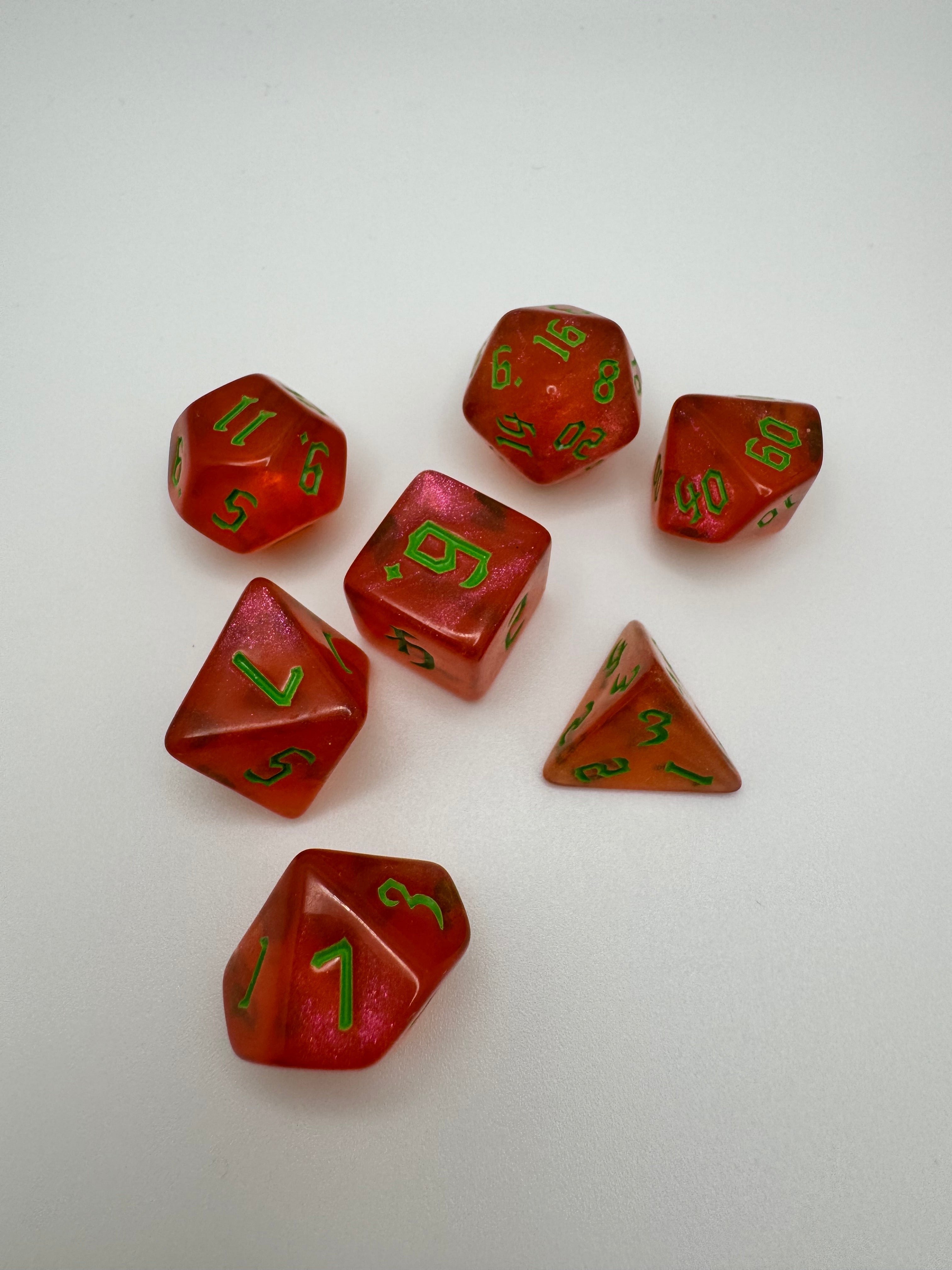 Orange'ish Polyhedron Resin Dice Set
