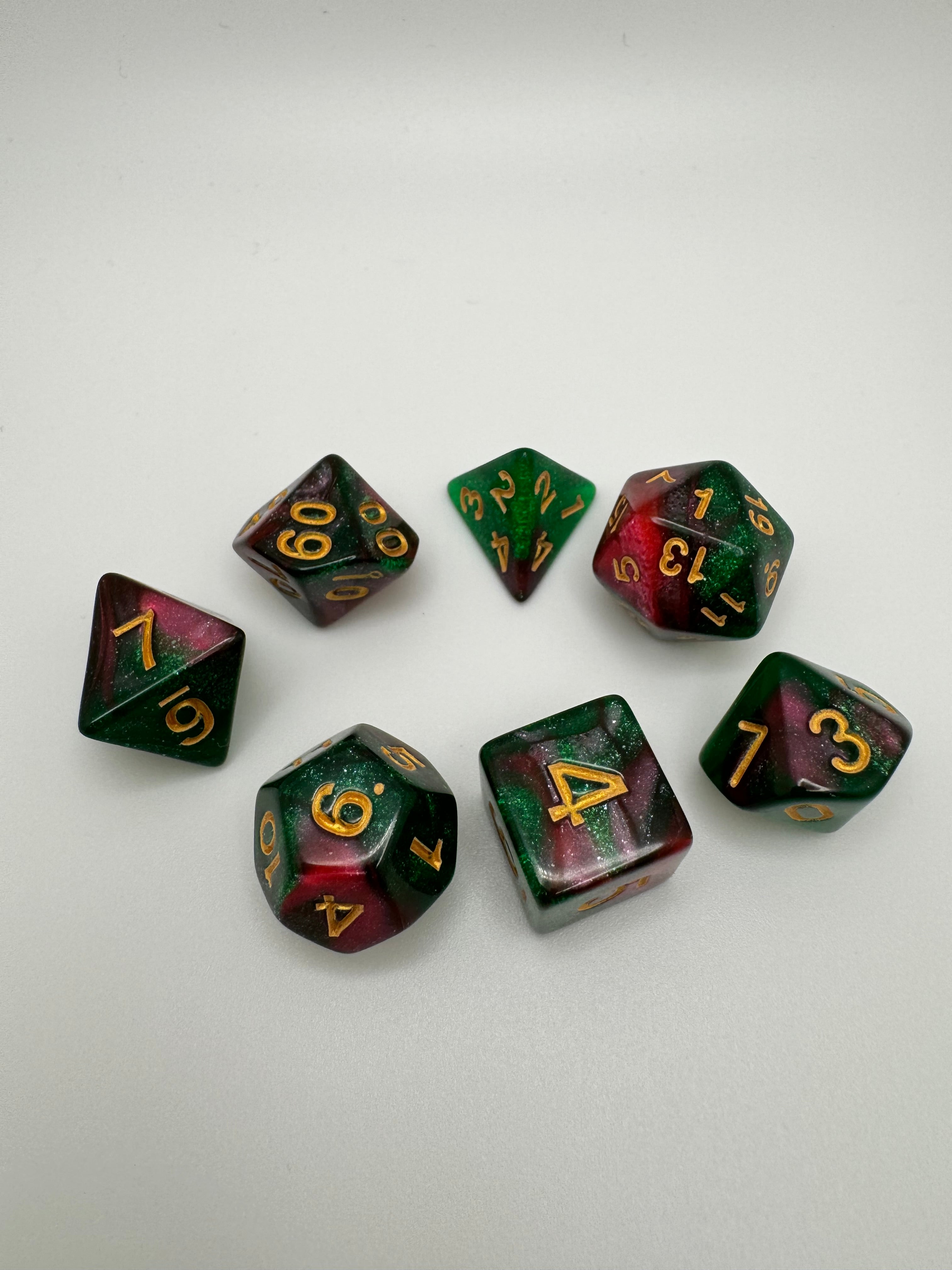 Watermelon'ish Polyhedral Resin DIce Set