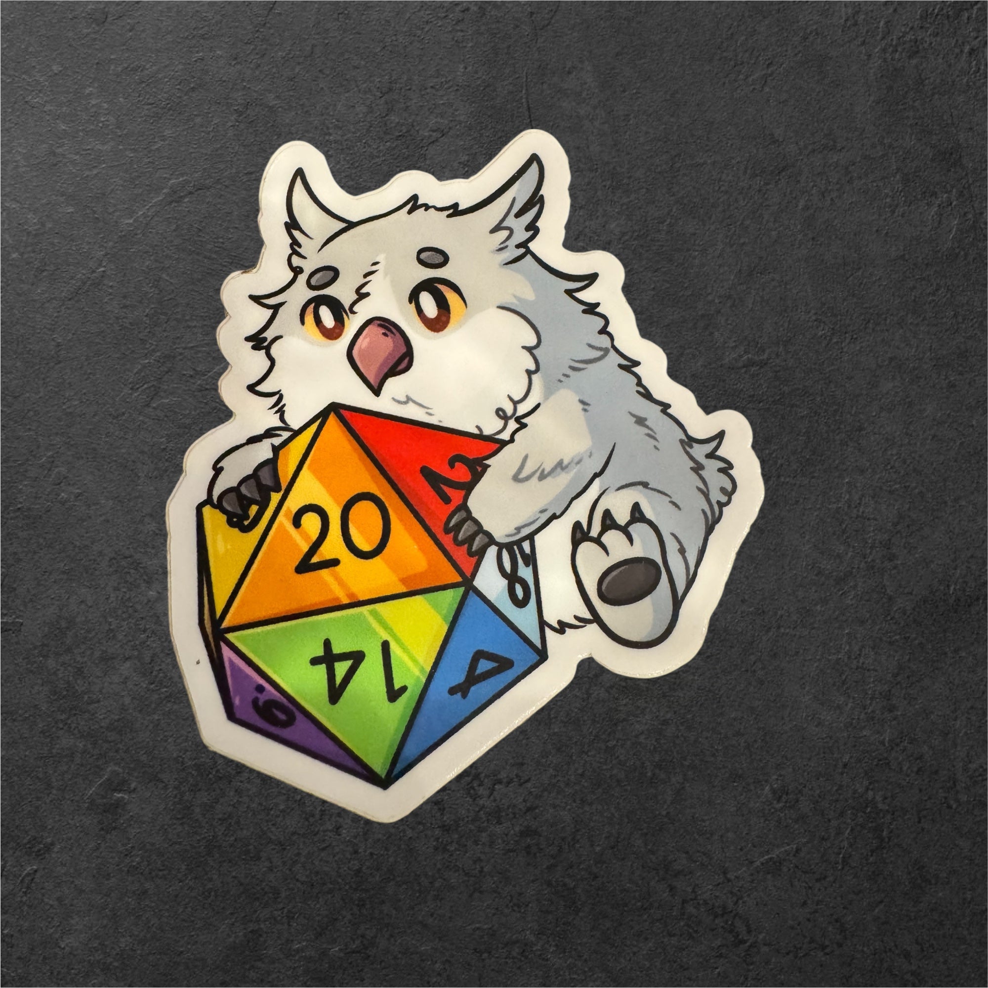 Owlbear with Rainbow D20 - Vinyl Sticker