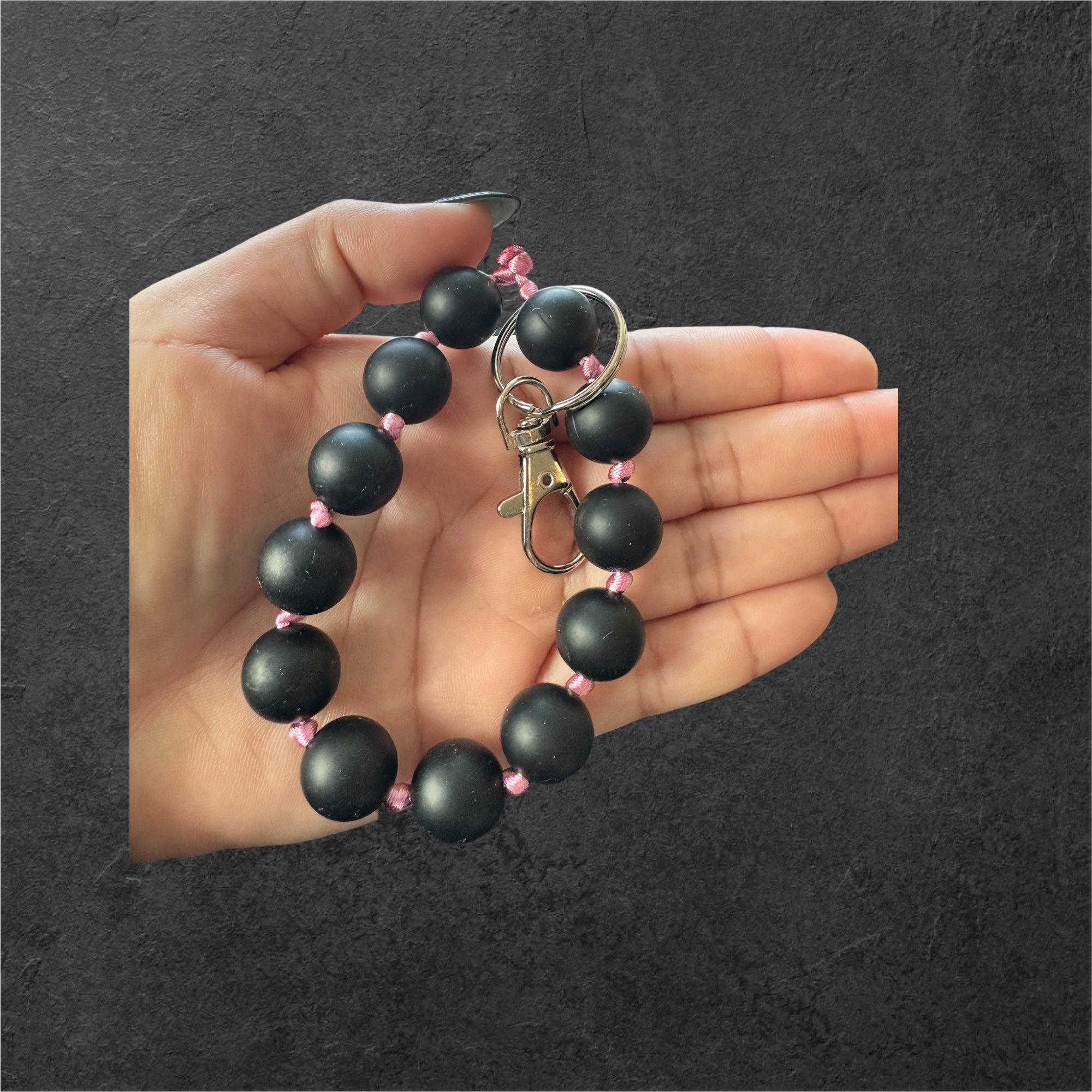 Silicone Bead Wristlet Keychain