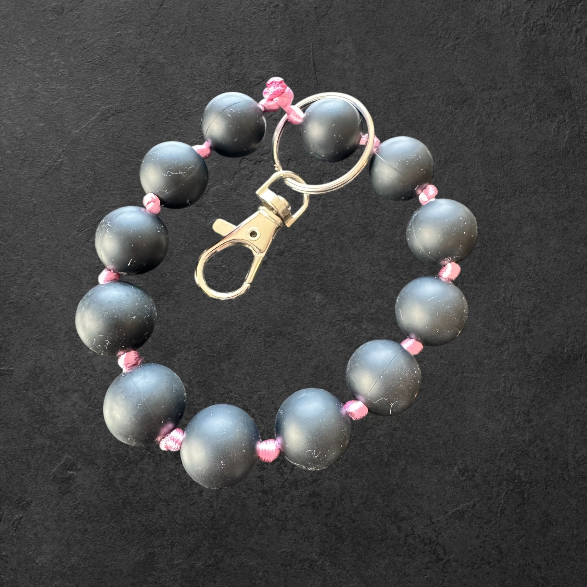 Silicone Bead Wristlet Keychain