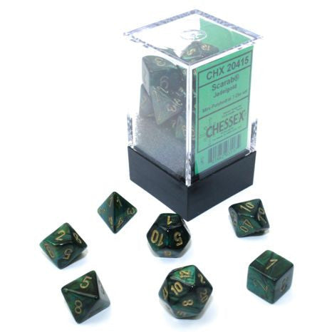 7-set Cube Mini Dice Scarab Jade with Gold Numbers