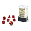 7-set Cube Mini Dice: Glitter Ruby with Gold Numbers