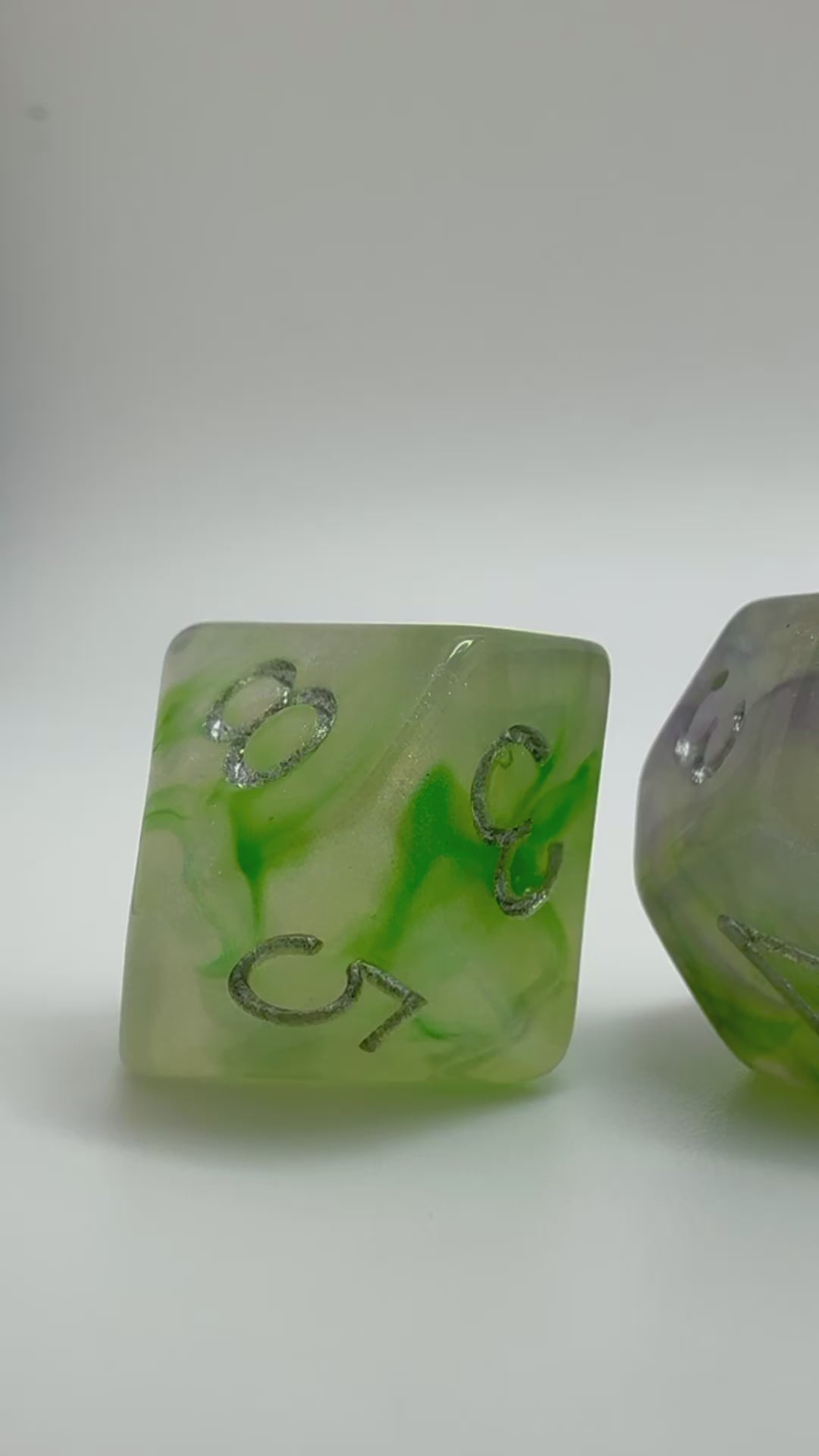 Greenish Sharp Edge Resin Dice Set